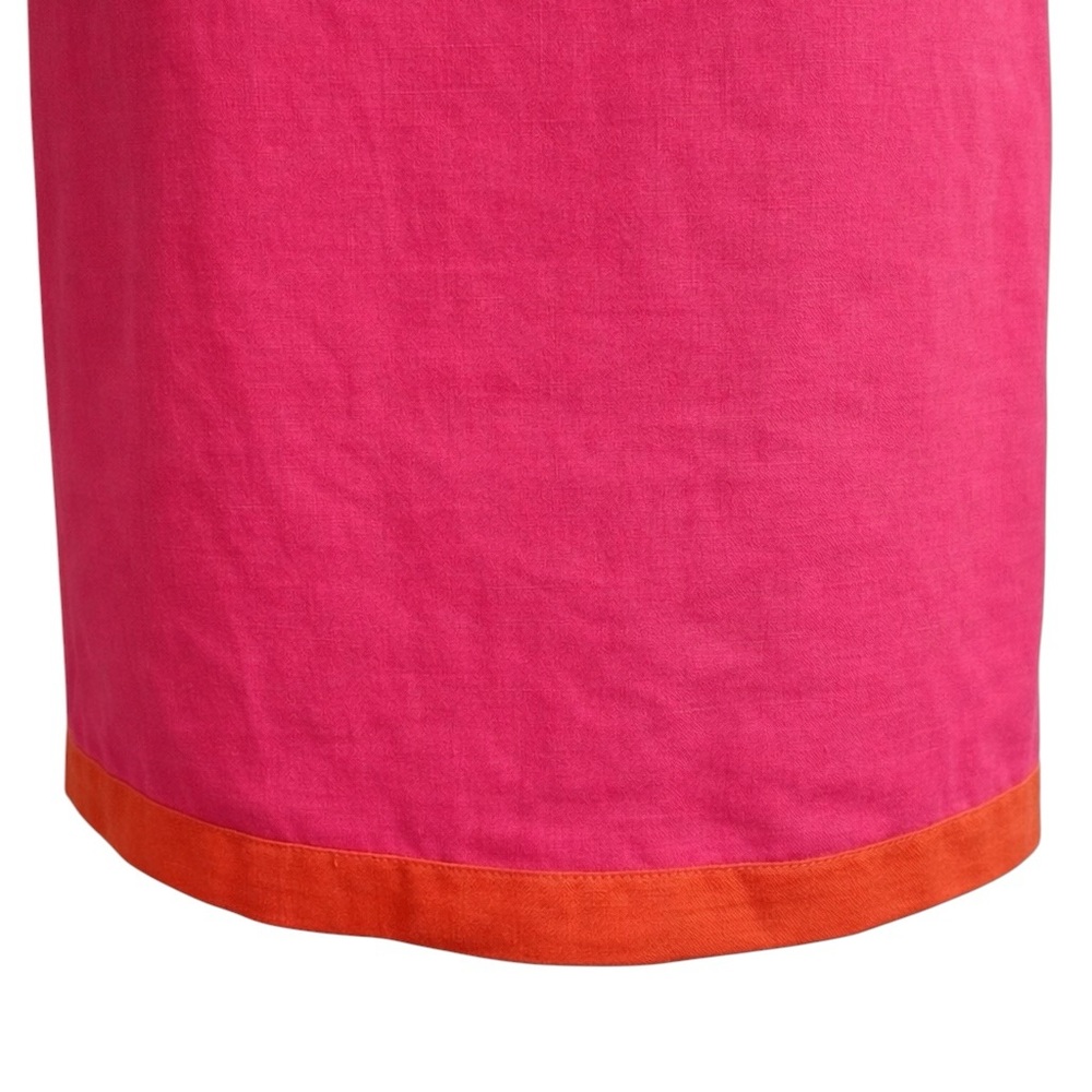 Pink Orange Linen Shift Dress Sleeveless Coastal Resort Preppy‎ Summer S - Picture 6 of 7